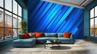 A sleek blue abstract background features glowing diagonal lines, perfect for corporate presentations and flyers. Wall mural