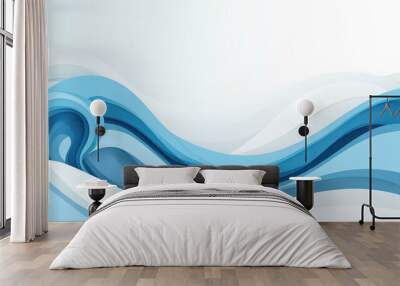 A stunning blue abstract wave background on a white canvas, featuring modern cartoonstyle textures for a vibrant look. Wall mural