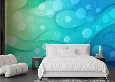 A vibrant abstract background featuring glowing bubbles in green and blue, perfect for modern design projects. Wall mural