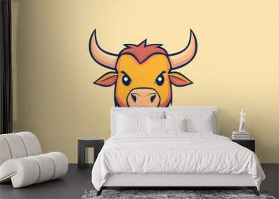 A vibrant D bull head vector design, blending modern flat illustration with playful textures for a unique look. Wall mural