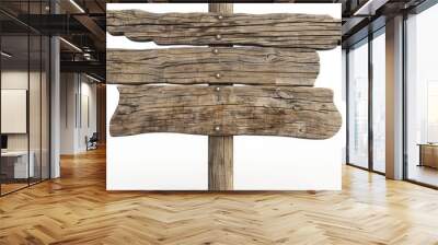 A wooden sign isolated on white, a blank canvas ready for messages or a rustic touch of decor. Ai Generated. Wall mural