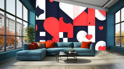 Celebrate love with our chic Valentines Day designs. Perfect for cards, posters, and labels, featuring trendy geometric patterns. Wall mural