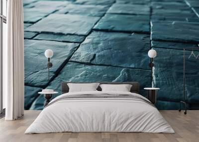 Create a modern aesthetic with black and dark imitation concrete tiles for a sleek and contemporary look. Wall mural