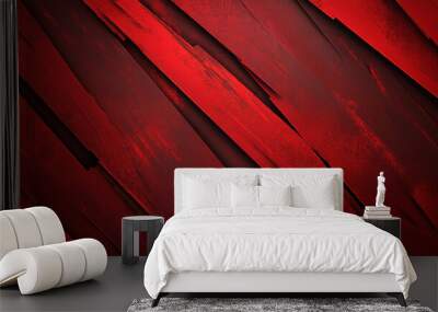 Dark red grunge stripes bring energy to this abstract banner, blending geometric shapes for a modern tech vibe. Wall mural