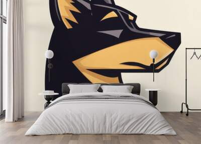 Discover a clean and stylish D dog head illustration, perfect for a logo, crafted with a modern cartoon flair. Wall mural