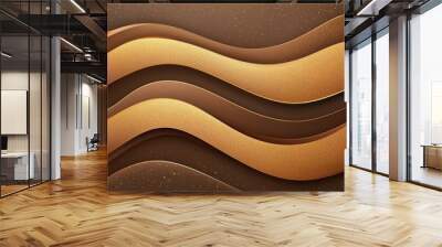 Elevate your projects with a sleek, modern luxury banner featuring elegant golden waves and a rich brown backdrop. Wall mural