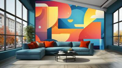 Explore a vibrant world of futuristic shapes with this modern flat abstract background featuring playful textures. Wall mural