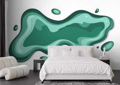 Explore the vivid green blob shape with its unique amoebalike form, enhanced by playful line details for a modern look. Wall mural