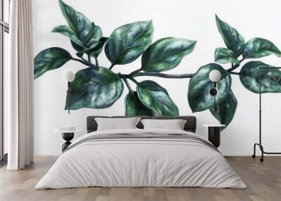 Metalliclooking plant with rubbery flexible leaves. Wall mural