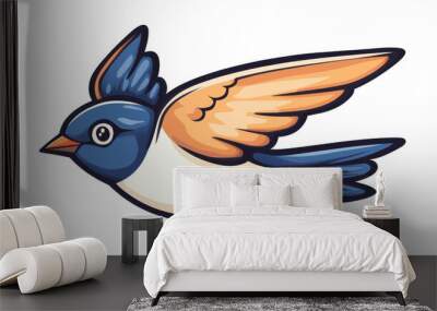 Quirky cartoon swallow illustration perfect for tshirts, web apps, and modern UI. A fun touch in a doodle style Wall mural