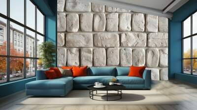 Smooth light grey clay brick wall in an elegant design offers a perfect backdrop for any text or title you wish to display. Wall mural