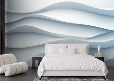 Stunning futuristic gray and white abstract background featuring shining wave lines, perfect for banners or wallpapers. Wall mural