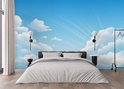 Stunning summer scenery featuring clear blue sky and fluffy clouds. Wall mural