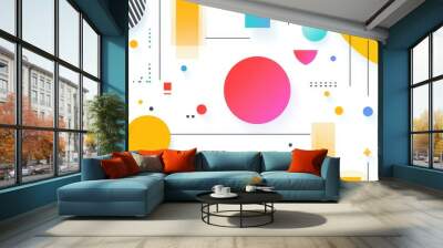 Vibrant gradient geometric shapes create a modern, lively backdrop, enriched with textured cartoonstyle illustrations to spark creativity. Wall mural