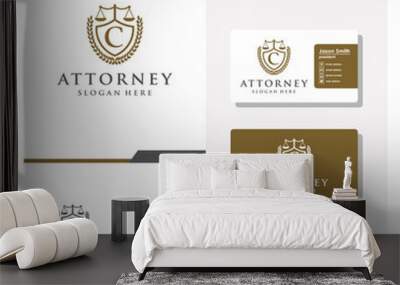 letter C law logo design and business card Wall mural