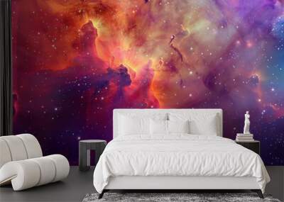 Vibrant Galactic Clouds with Stars and Nebulae in the Expansive Universe Wall mural