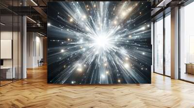 White glowing light flare burst explosion on transparent background Wall mural