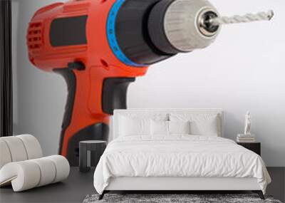 Cordless drill isolated  with bit for wall Wall mural