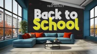 back to school text effect editable chalkboard text style Wall mural