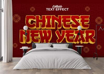 Editable text style effect - chinese new year text in style theme Wall mural