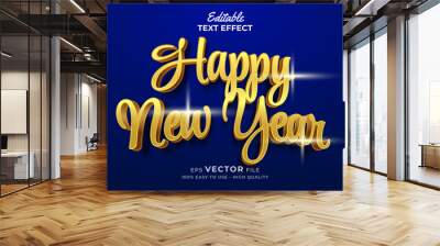 Editable text style effect - new year 3d text effects with gold style Wall mural