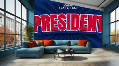 Editable text style effect - president day text in american style theme Wall mural