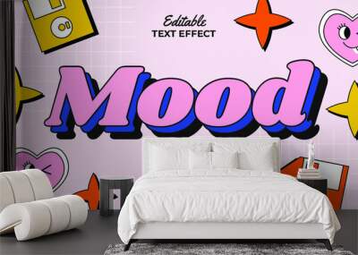 Editable text style effect - retro old school cartoon text in groovy style theme Wall mural