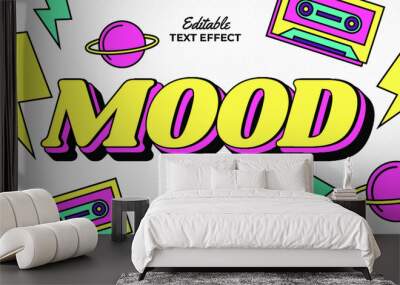 Editable text style effect - retro old school cartoon text in groovy style theme Wall mural