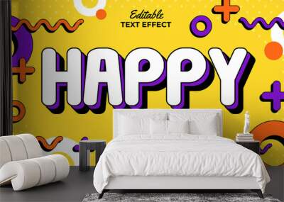 Editable text style effect - retro old school cartoon text in groovy style theme Wall mural