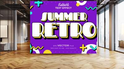 Editable text style effect - retro old school cartoon text in groovy style theme Wall mural