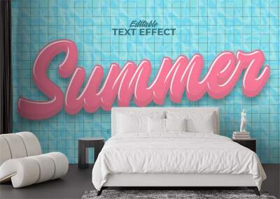 Editable text style effect - retro summer pool text in grunge style theme Wall mural