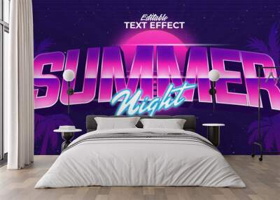 Editable text style effect - retro summer text in 80s style theme Wall mural