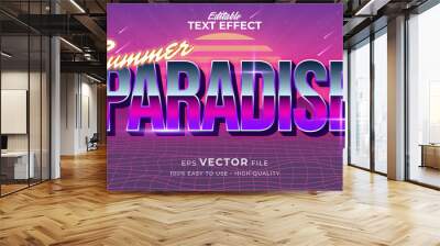 Editable text style effect - retro summer text in 80s style theme Wall mural