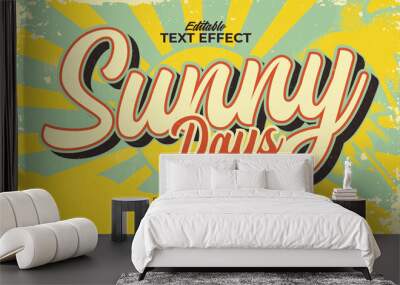 Editable text style effect - retro summer text in grunge style theme Wall mural