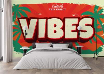 Editable text style effect - retro summer text in grunge style theme Wall mural