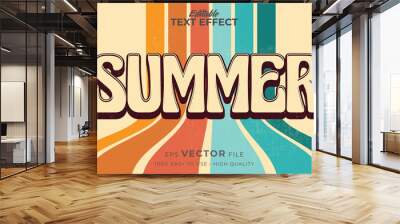 Editable text style effect - retro summer text in grunge style theme Wall mural