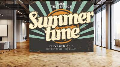 Editable text style effect - retro summer text in grunge style theme Wall mural