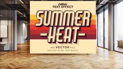 Editable text style effect - retro summer text in grunge style theme Wall mural