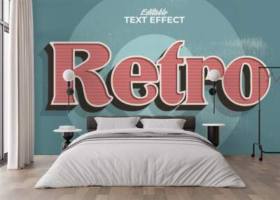 Editable text style effect - retro text in grunge style theme Wall mural