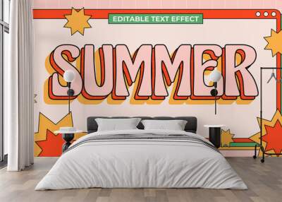 Editable text style effect - summer retro old school cartoon text in groovy style theme Wall mural