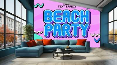 Editable text style effect - summer retro old school cartoon text in groovy style theme Wall mural