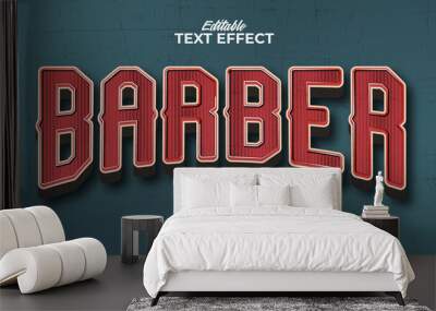 retro barber editable text effect Wall mural