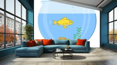 Goldfish in aquarium. Vector illustration.
 Wall mural