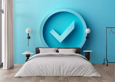 Paper cut Check mark in round icon isolated on blue background. Check list button sign. Paper art style. Vector.


 Wall mural