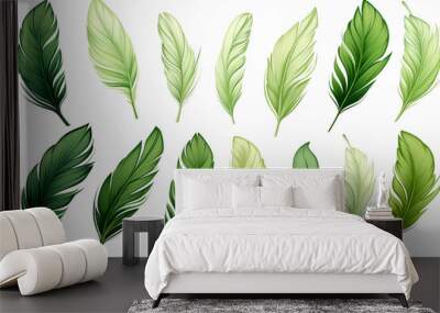 set of green leaves Wall mural