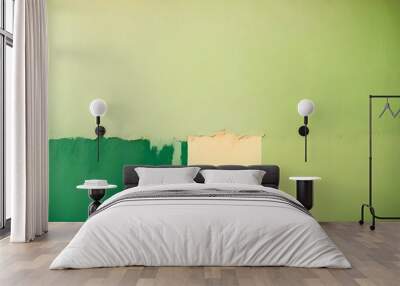 wall painting in 2 color tones, one beige color on top half and one green color in bottom half copy space for text Wall mural