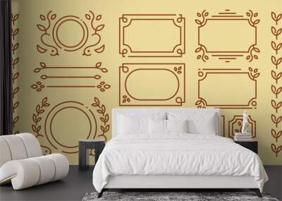 Decorative materials such as frames with bird and leaf motifs Wall mural