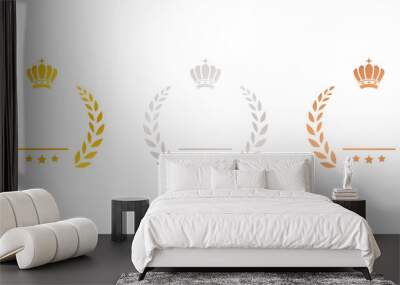 Gold and silver and bronze medal icon set / prize / prize / rank / ranking set Wall mural