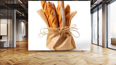 delicious baguette france, white background generated ai Wall mural