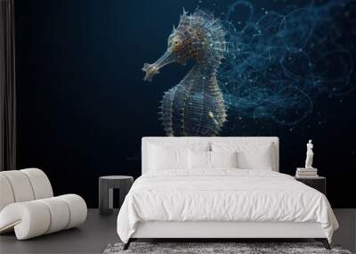 A graceful and elegant seahorse floating in the ocean. Generative AI Wall mural